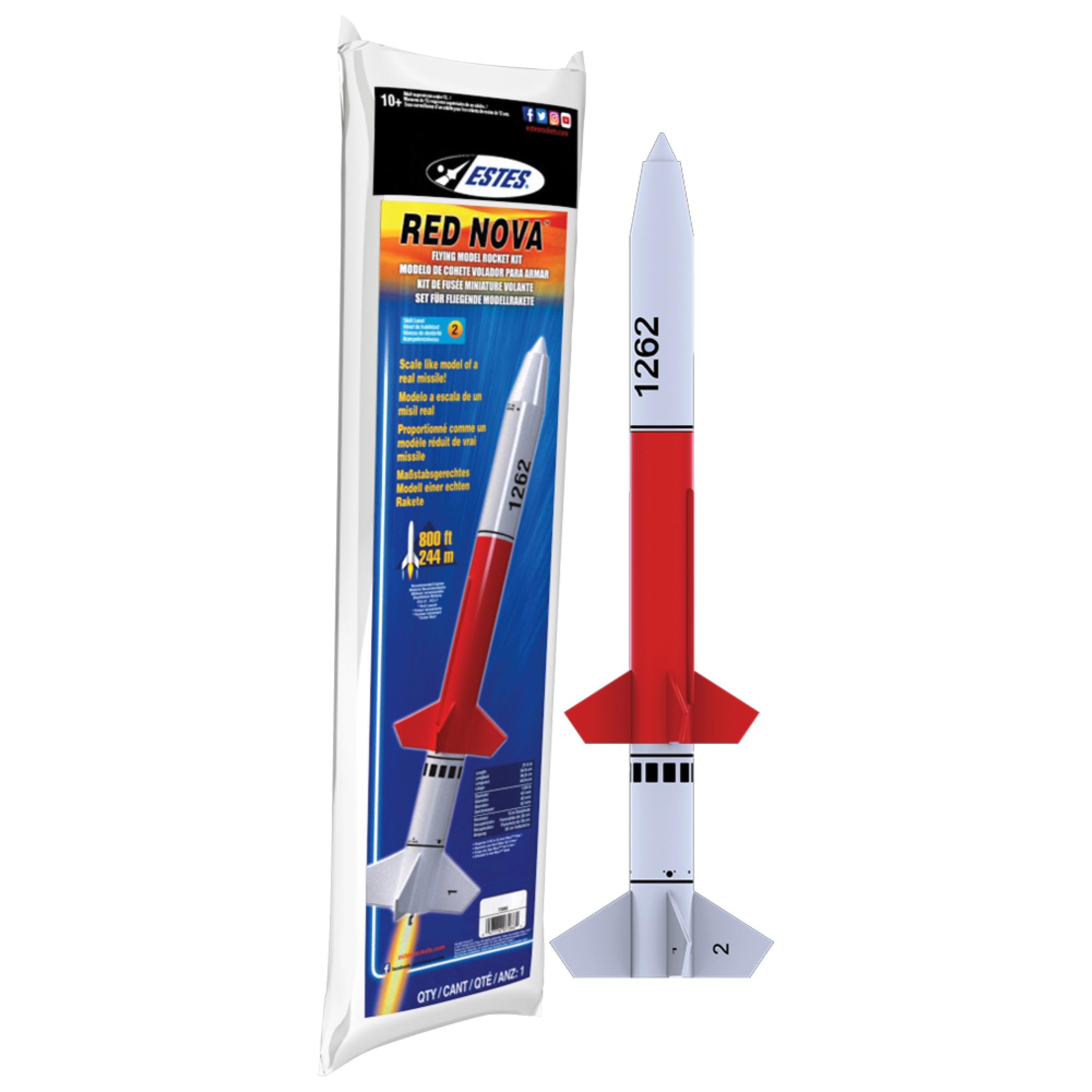 Estes 7266 Red Nova Flying-Model-Rocket Kit, Advanced Rocket-Building Kit for Ages 10+