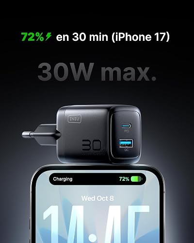 INIU 30 W USB C Charger Pack of 2, [USBC + USBA] Fast Charger with Cable, Gan PD 3.0 Multiple Power Supply, USB C Charger for iPhone 16 15 Pro Max, iPad, Galaxy S25 S24 S23 Ultra, Google ECC - 3