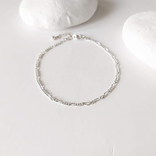 Miniatura 35 de Annika Bella Silver Bracelet, 6.5-7.5 Inches Hand Chain, 925 Silver Stackable Bracelets for Women, Valentines Day Gift, Jewelry for Teens