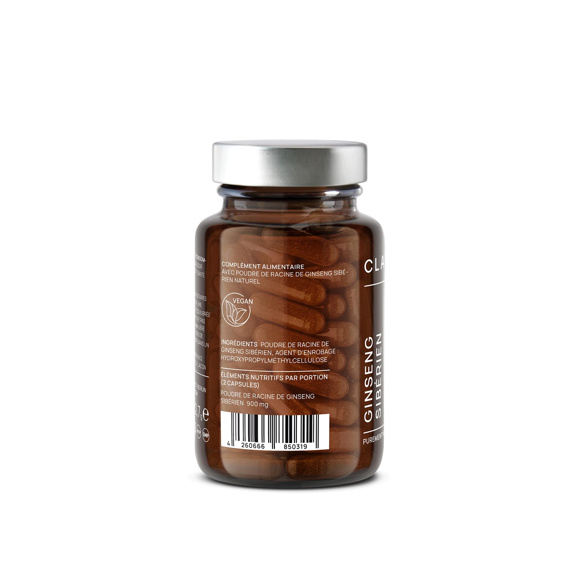 Ginseng Sibérien Extrait | 900mg Eleutherocoque Poudre per dose | Anit-Fatigue, Energie, Équilibre | 60 Gélules | Végan