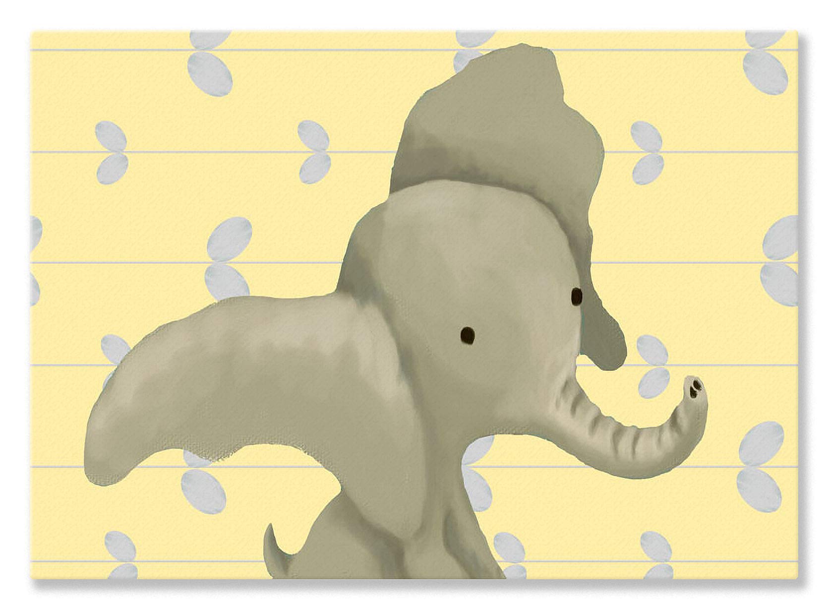 Oopsy Daisy Edison The Elephant Yellow and Grey by Meghann O'Hara Canvas Wall Art, 24 by 18-Inch
