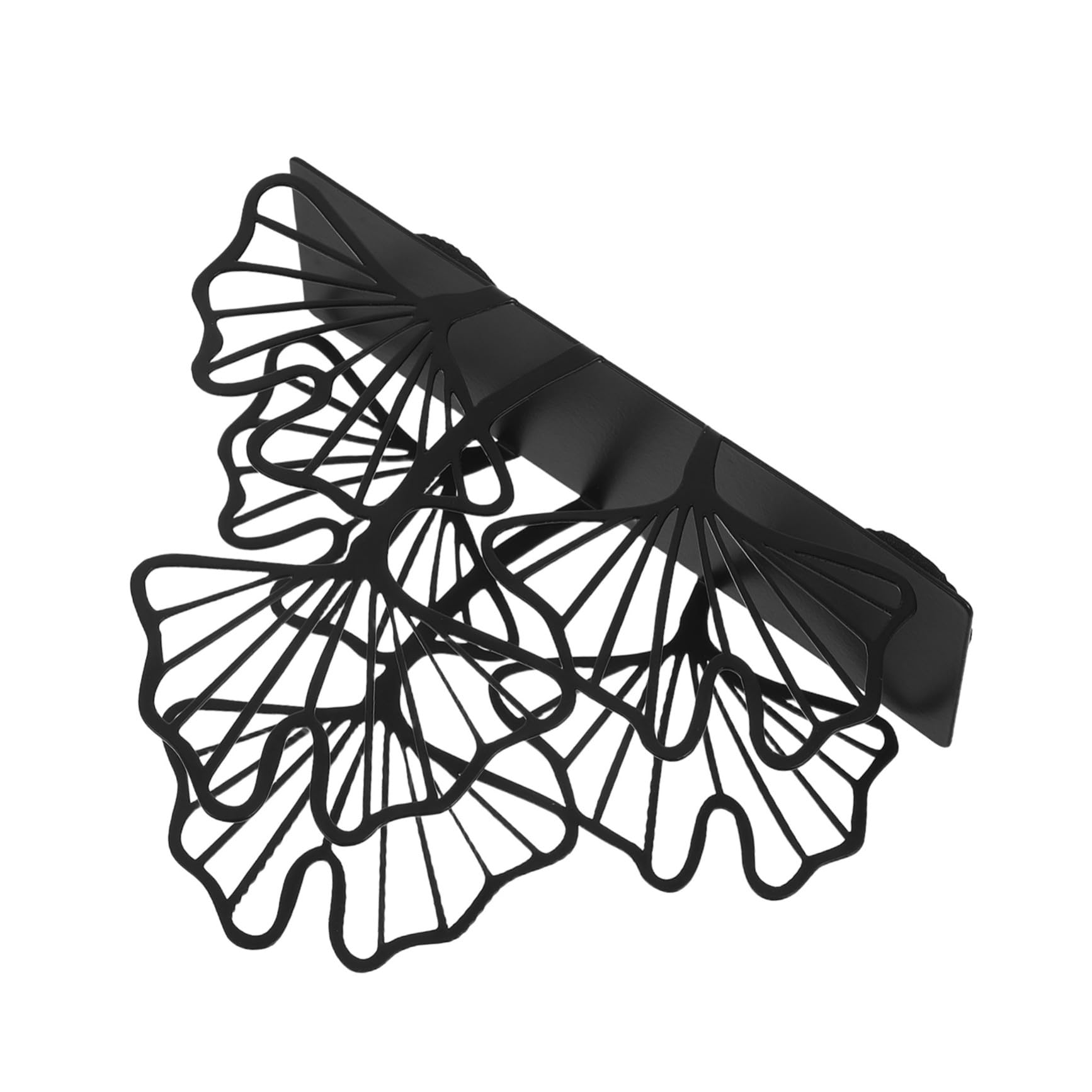 Alipis Moderner Serviettenhalter aus Schwarzem Eisen mit Filigranen Ginkgo blättern Freistehend Robust Beschichtet Stabiler Stand Dekorativer Serviettenspender für Tisch und Innenbereich