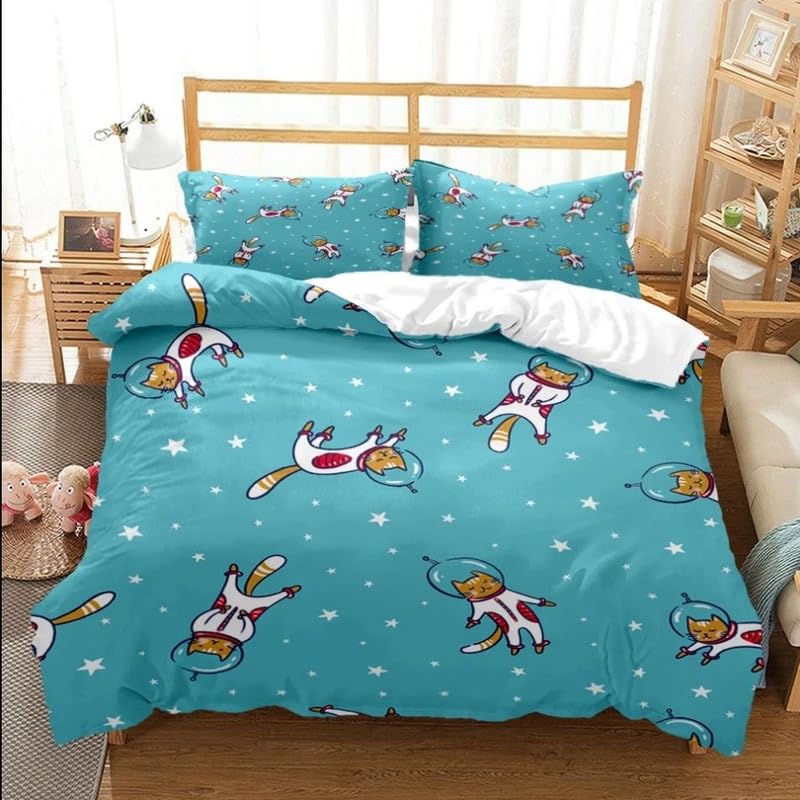 Housse de couette 220x240 chat bleu une décoration anniversaire originale et douce