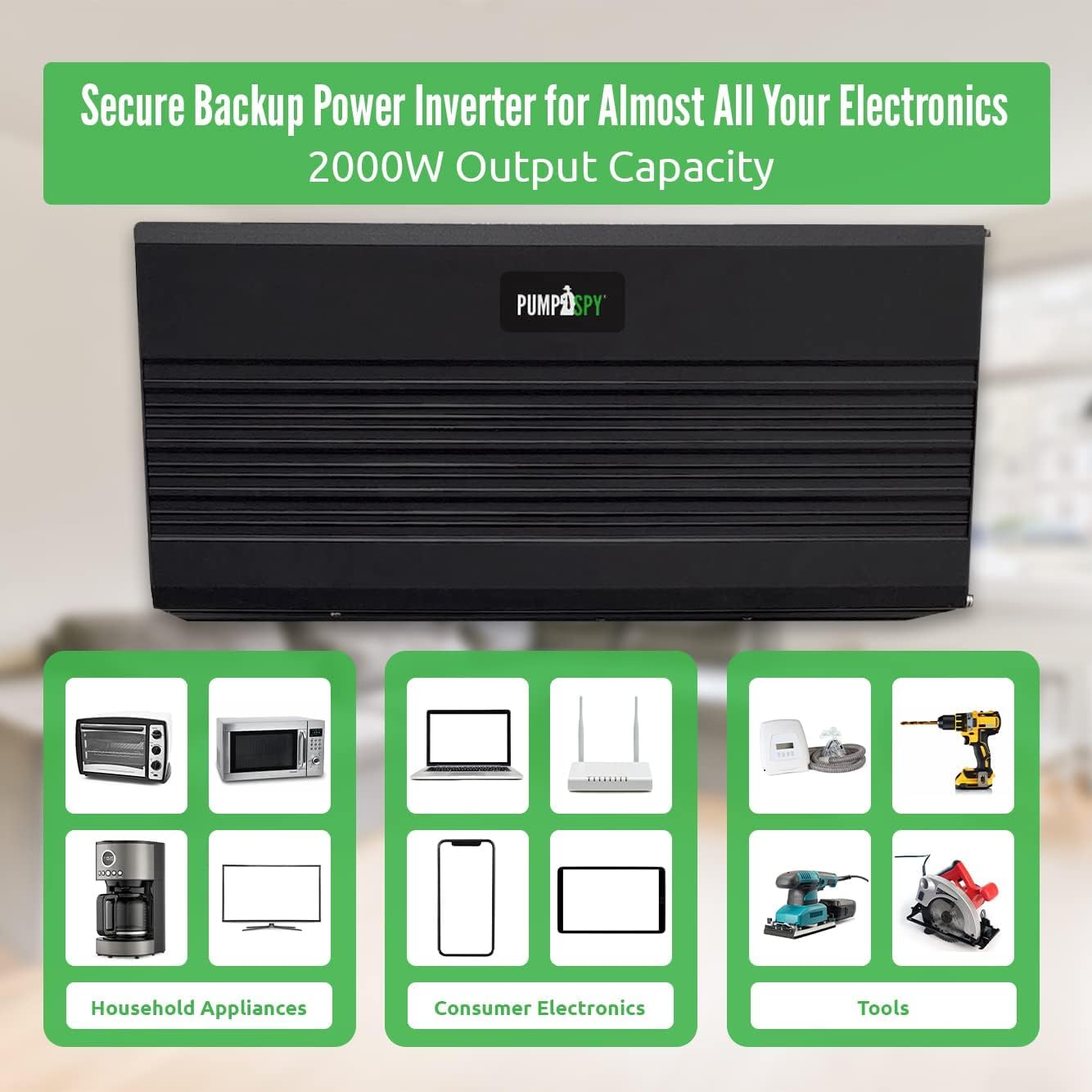 PumpSpy Sistema de respaldo de batería de bomba de sumidero de 2000 W