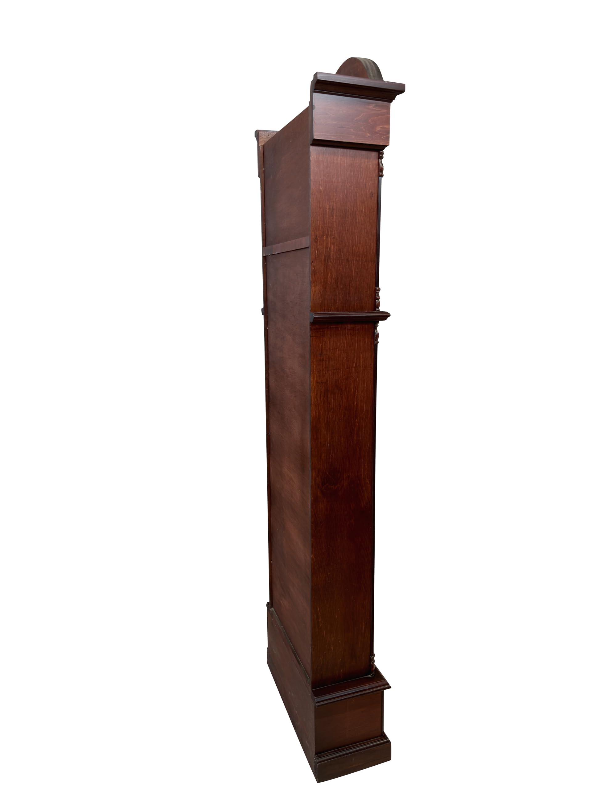 Orologio a Pendolo Gran Salone Con Movimento Westminster | Legno Stile Classico Mogano, Porte In Vetro, Parti Metalliche in Ottone Dorato | Suono A Rintocchi Ogni 60 Minuti | L.55 x P.25 x H.197 cm