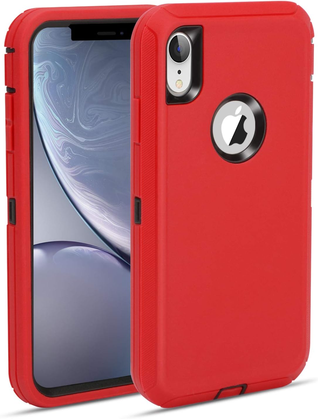 for iPhone XR Case, Heavy Duty Shockproof Full Body Protective Case Hard PC Bumper + Soft TPU Back Cover for iPhone XR Not Built in Screen Protector (Red/Black)