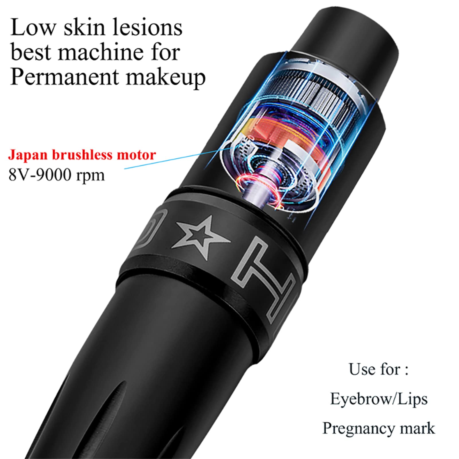 Rotary Tattoo Pen Quiet Tattoo Gun Maschinenversorgung mit LED-Licht Permanent Makeup Eyeliner für Tattoo Body Liner Shader Tattoo Machine,Rosa