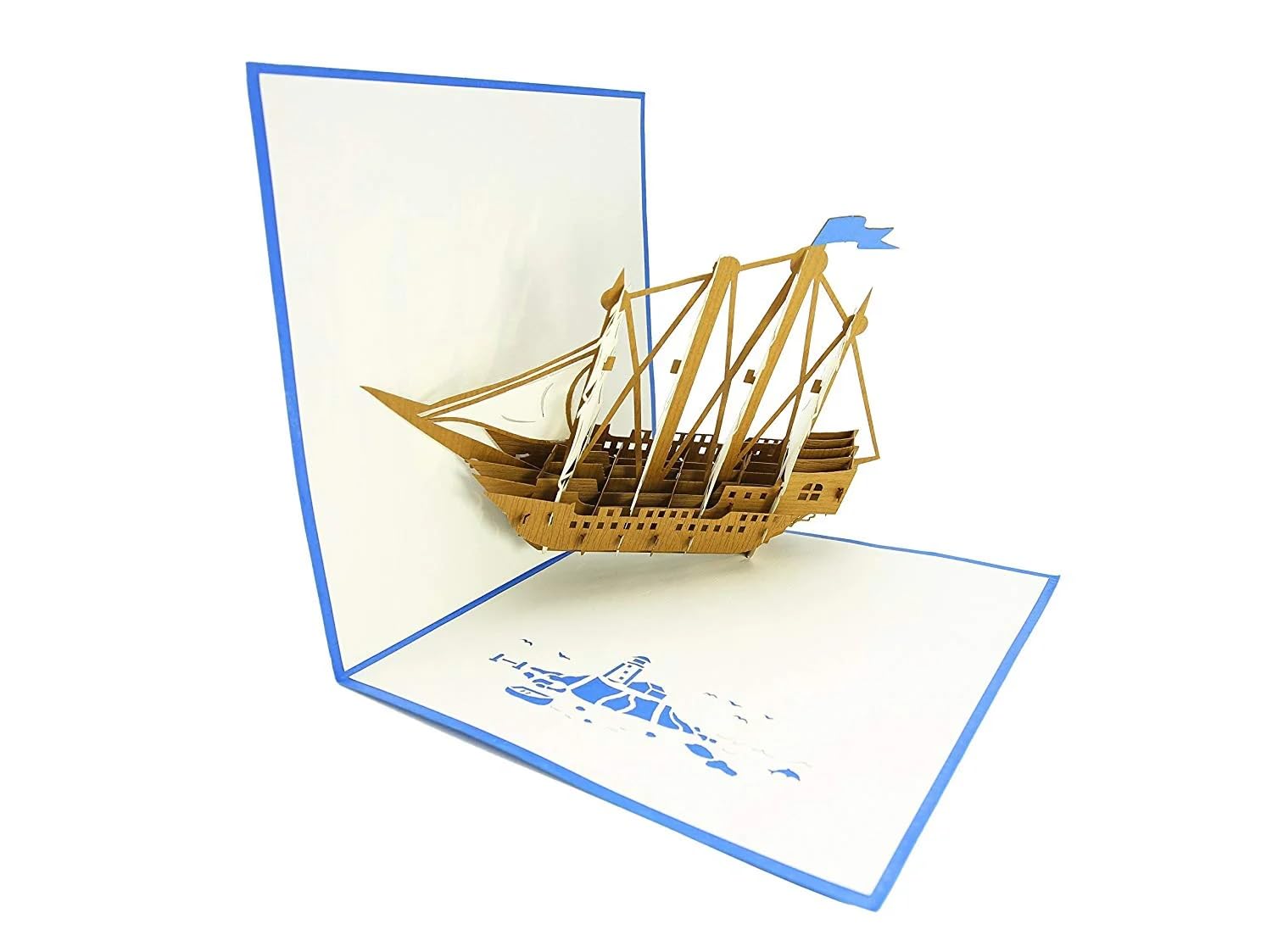 Carte De Vœux Pop-up 3D Voilier Rouge - Pour Anniversaire, Diplôme, Retraite, Invitations événements Nautiques