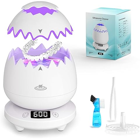 Ultrasonic Retainer Cleaner Machine, 45kHz Retainer Cleaner Machine for Denture Cleaner, 180ml & 3 Modes Cleaner Ultrasonic Cleaner for Mouth Guard Cleaner,Aligner,Jewelry, Braces,Rings, Necklaces