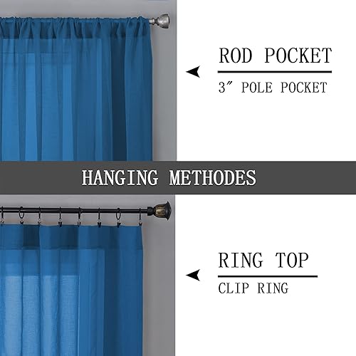 Miniatura 13 de Tollpiz Cortinas traslúcidas de lino con textura para sala de estar, cortinas traslúcidas filtrantes de luz con bolsillo para barra, cortinas