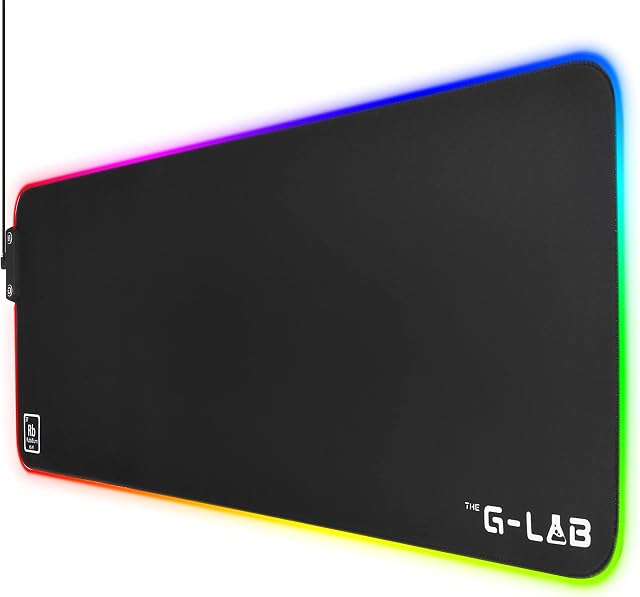 G-LAB Pad RUBIDIUM - RGB Gaming Mouse Pad - XXL Gaming Mouse Pad - LED Backlight - Water Resistant - High Precision Fabric - Non-Slip Rubber Base - 800x300x3mm - Black