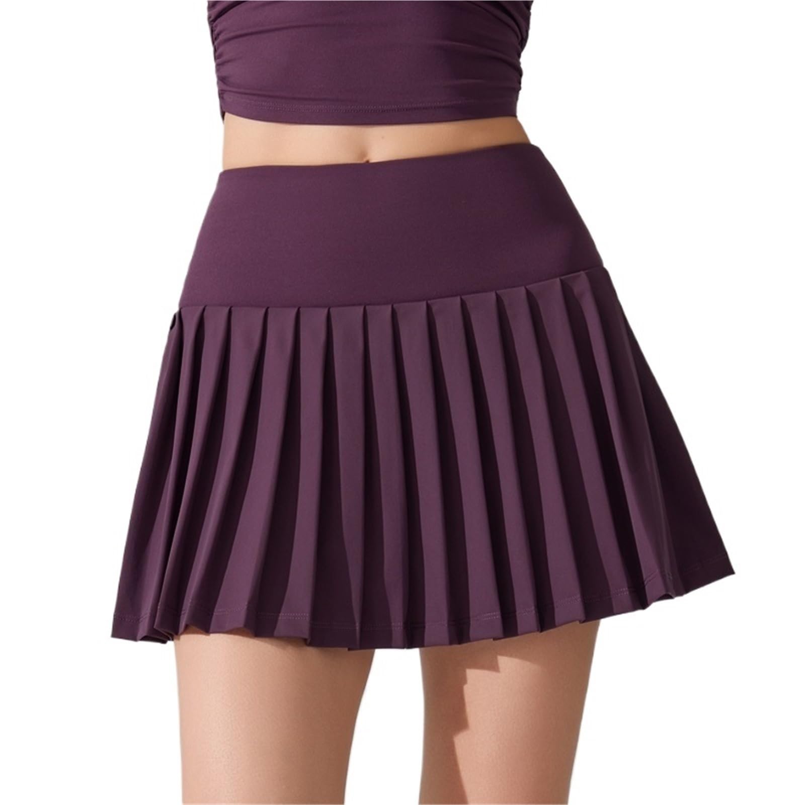 Jupe de Tennis Jupe de Tennis plissée for Femme, Jupe de Sport Taille Haute, Jupes-Shorts de Sport légères avec Poche pour Golf Course Cyclisme(Wine Red,S)