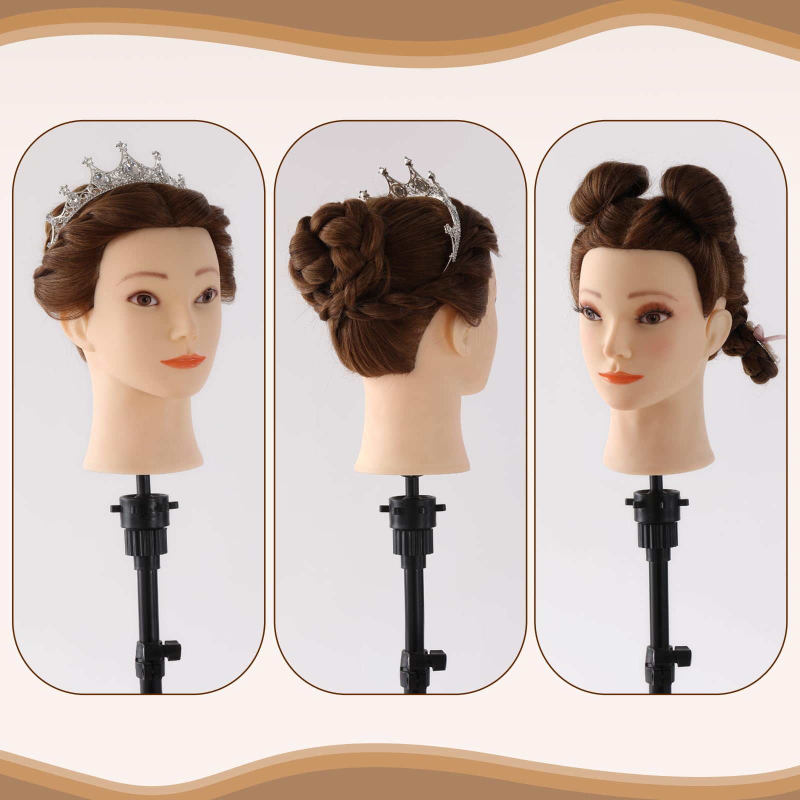 Testina Parrucchiere 80% Veri Capelli con Morsetto + Accessori