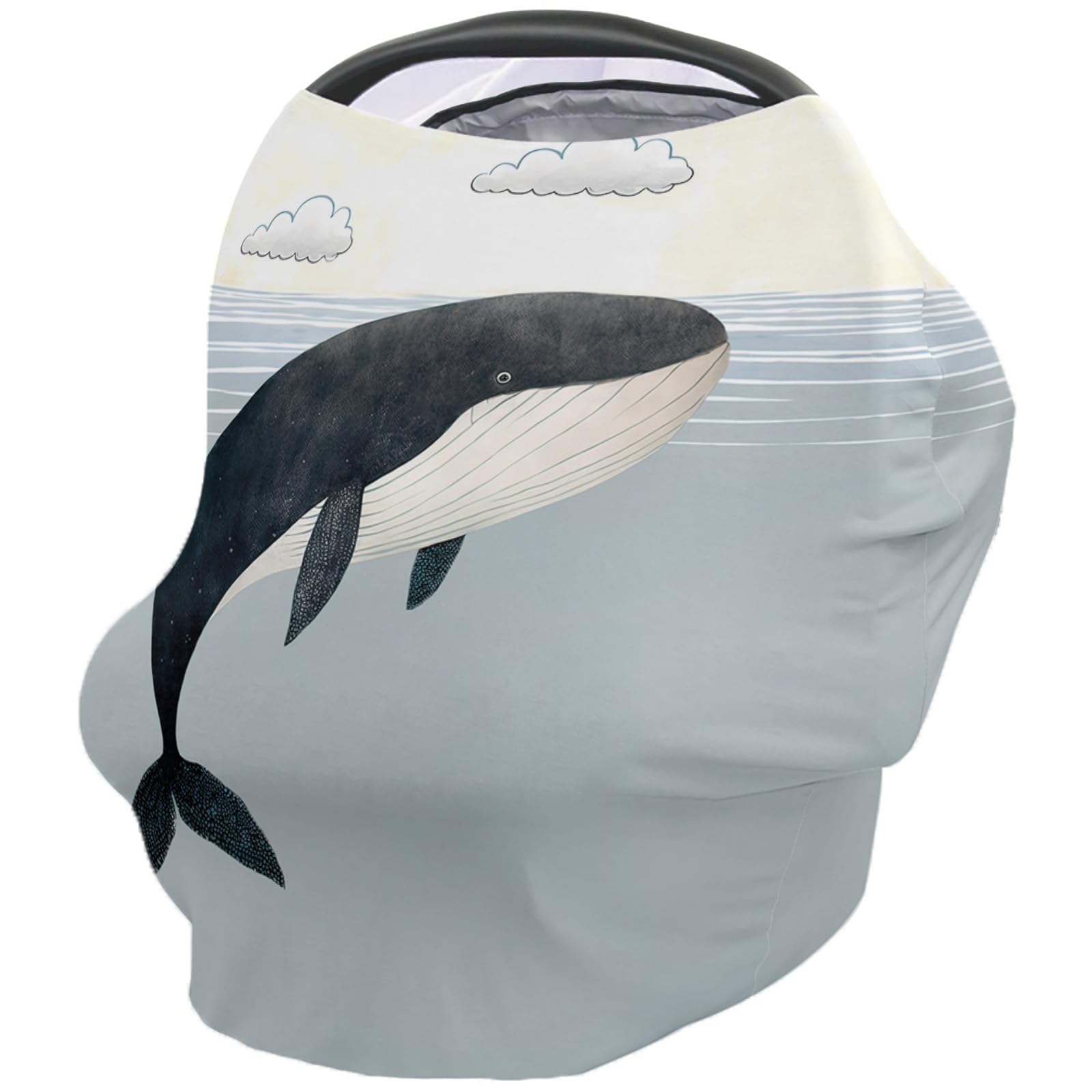 Nursing Cover for Breastfeeding Scarf, Fish Cloud Ocean Grey Baby Car Covers Super Soft Multi Use for Canopy Shopping Cart Cover Blanket Stroller Cover