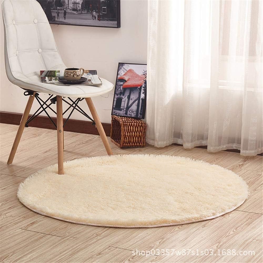 Tapis rond en velours ultra doux avec fibres épaisses et finitions haut de gamme
