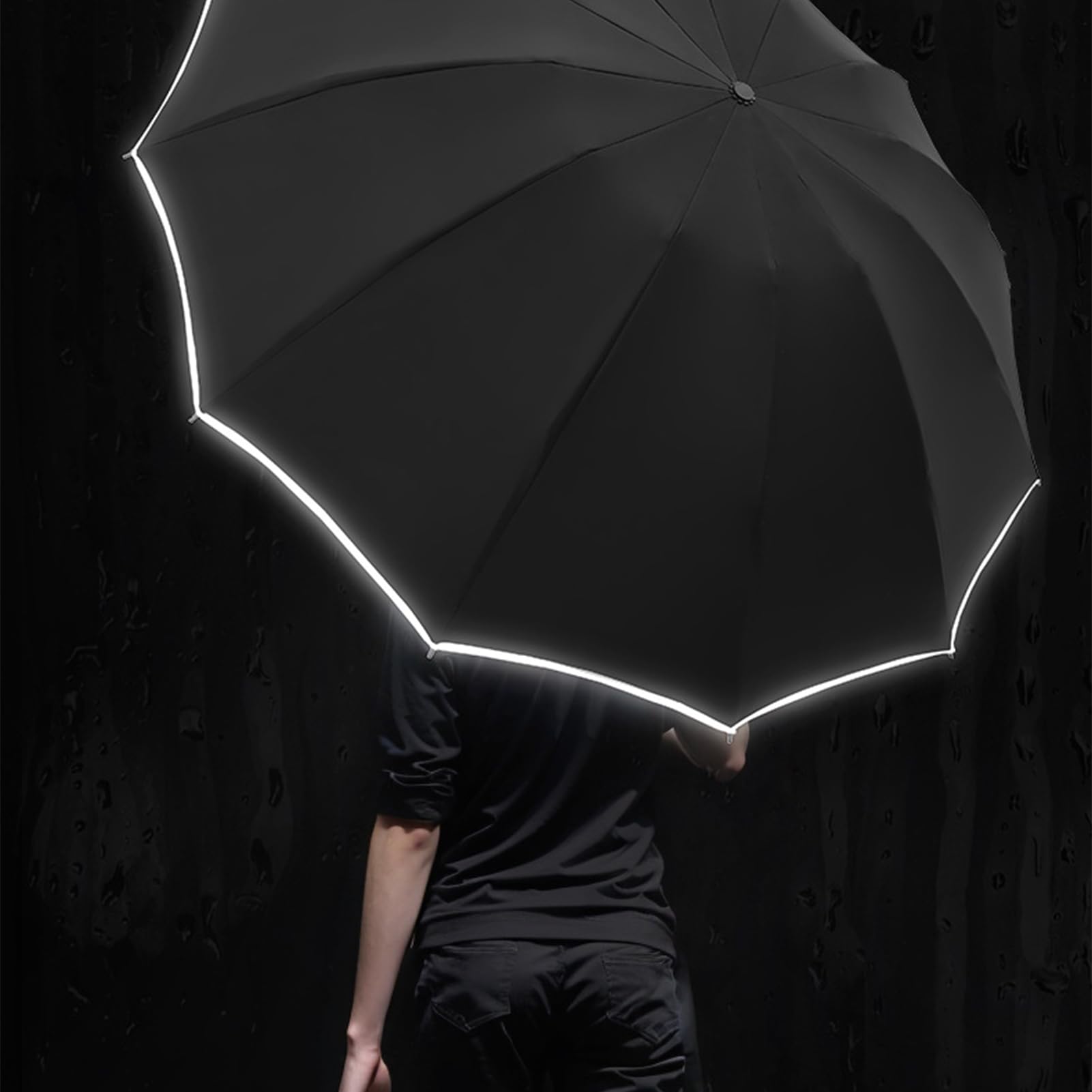 Parapluie à clip, parapluie de voyage, parapluie automatique avec sangles réfléchissantes, accessoire léger en plein air, outil de protection solaire automatique pour le camping, la randonnée