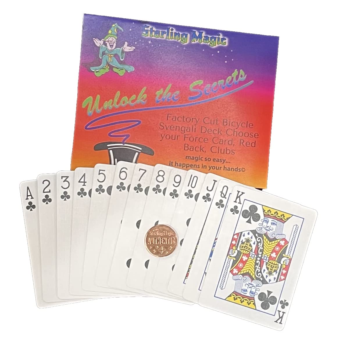 Ted's Sterling Magic Bicycle Svengali Deck Trick in Red Back, Clubs Suit, Choose Your Force Card (Queen)