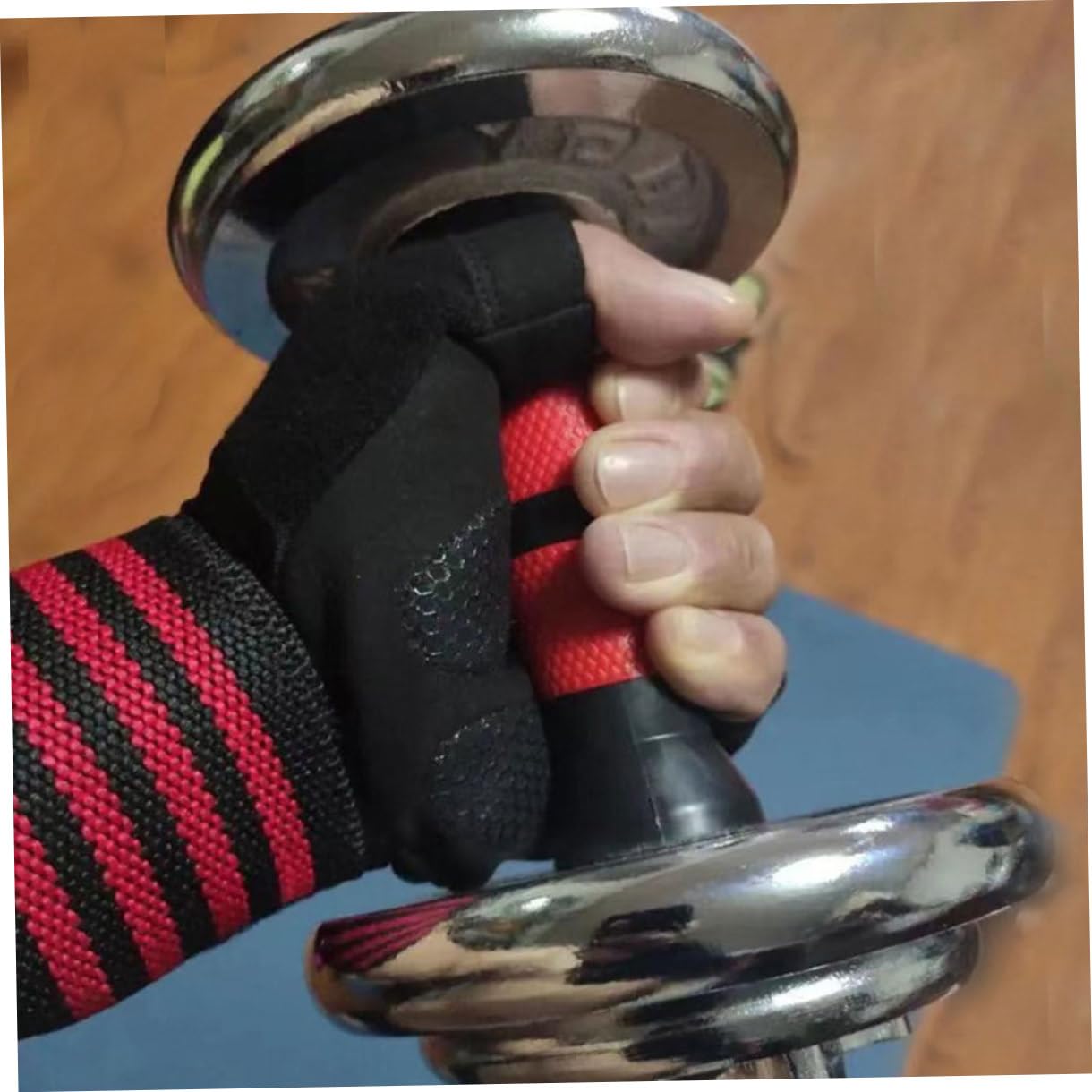 PACKOVE Guanti a Mezze Dita Guanti Da Allenamento Sportivi Antiscivolo Guanto Da Palestra Da Corsa Senza Dita Per Bambini Da Seta Di Ghiaccio Rosso