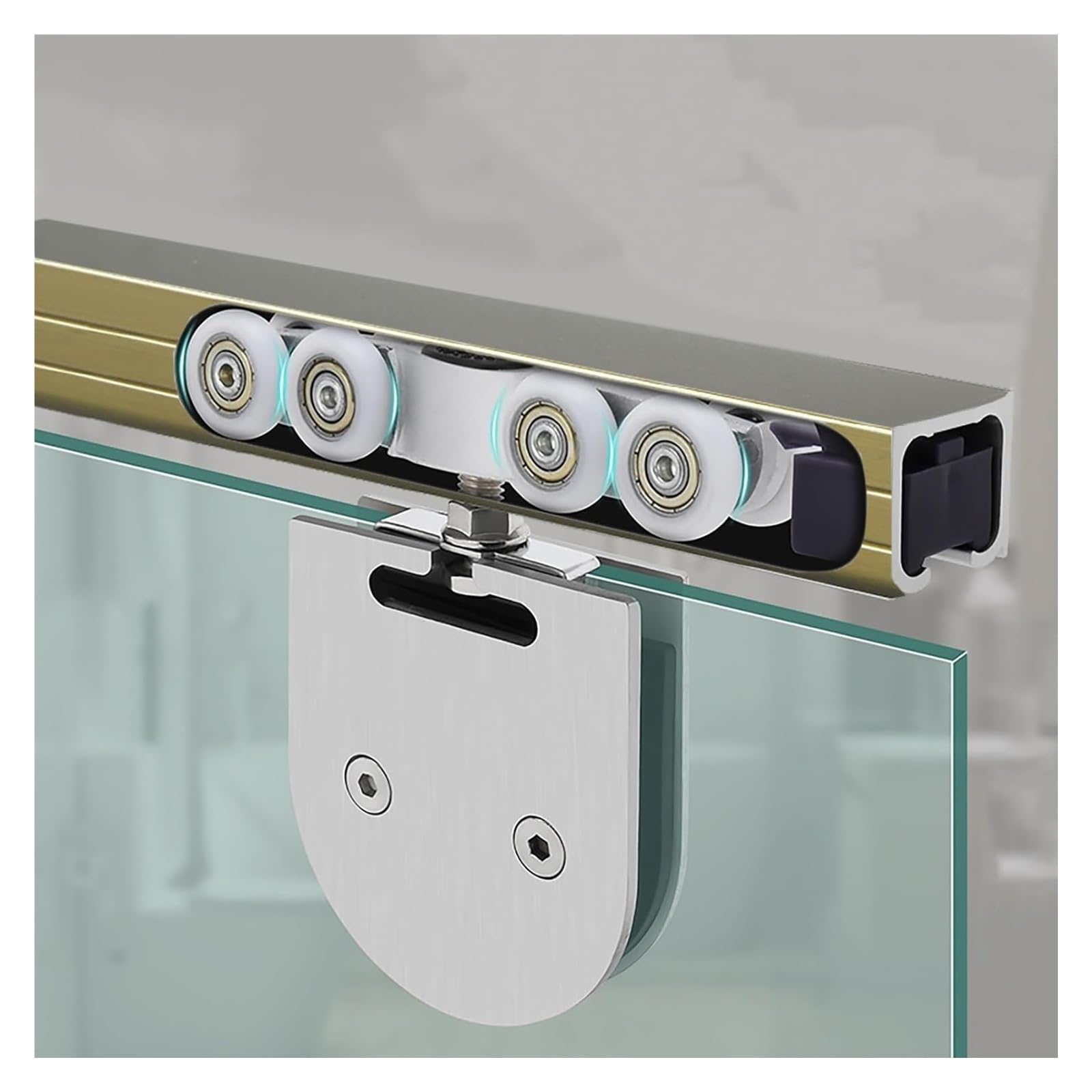 YDHSIKK Glass Sliding Door Track, Aluminum Glass Door Sliding Track Kit Multicolor Multiple Sizes(Champagne,320cm (10.5ft))