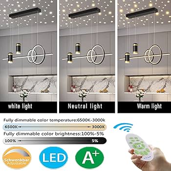 Lanekd Lampa wisząca do jadalni LED, ściemniana, do jadalni, 60 W