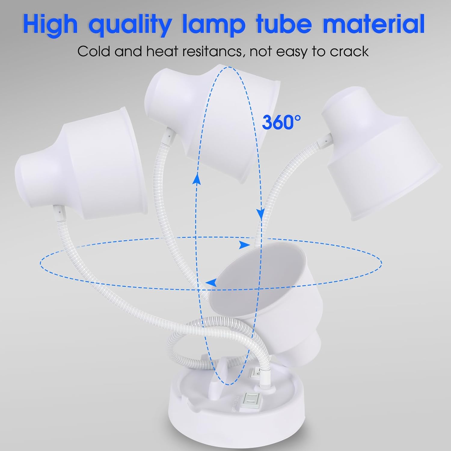 Energetic LED Desk Lamp with Phone Holder, Table Lamp with AC Outlet, Adjustable Flexible Gooseneck, 4000K, Eye-Care Reading Light for Bedroom, Study, Computer Desk, Living Room, Home Office, White