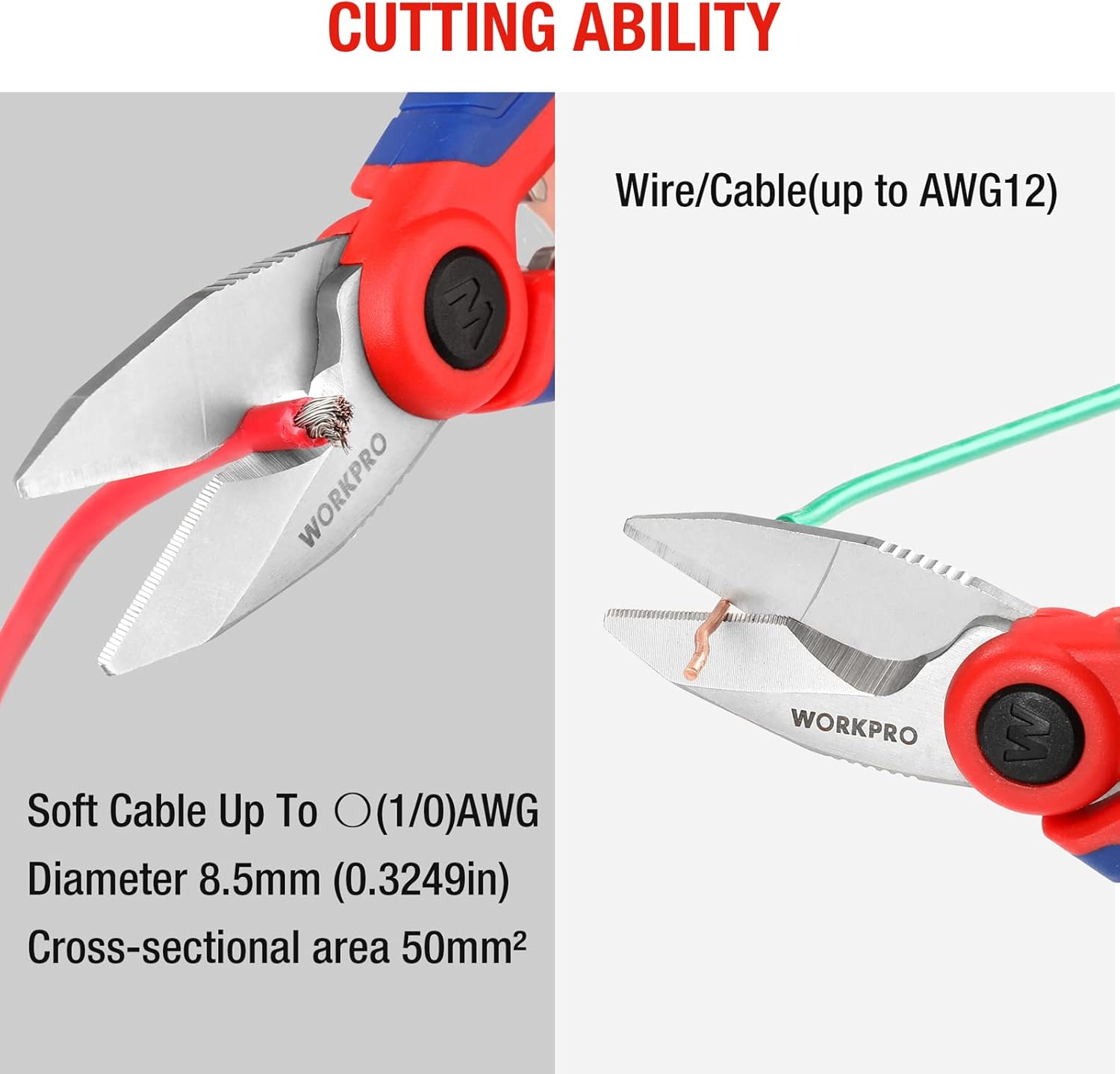 Dimensions of WORKPRO Electricians Scissors