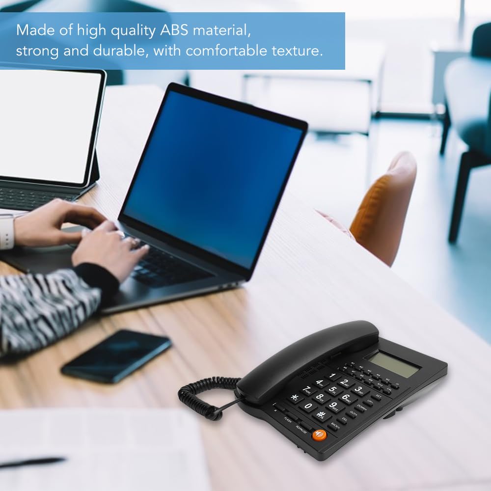 Garsent Telefono con Filo, Telefono Fisso Desktop, Pulsanti Grandi Telefoni a Casa con Controllo del Volume, Retroilluminazione, Funzioni di Riferimento Numerico per Ufficio, Reception,