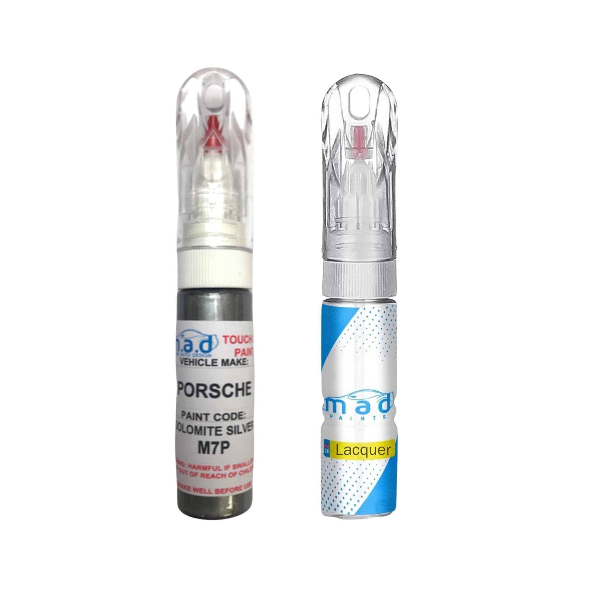 M.a.d Myldan Auto Design Paint + Lacquer Touch Up Car Paint 20Ml Pen For Porsche Dolomite Silver M7p (Paint + Lacquer)