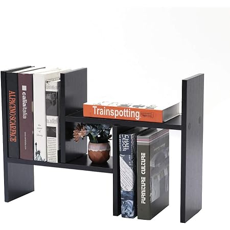 Amazon デスク上置棚 ブックスタンド 卓上収納 本棚 木製 スライド 伸縮型本立て 自由に調整伸縮 卓上収納ラック 組み立てが簡単 多種組み立て方式 文房具 学校 オフィス 事務用品 卓上整理棚 ブラック 幅80 奥行16 高さ42cm Sj42 Bk ブラック デスク上置棚