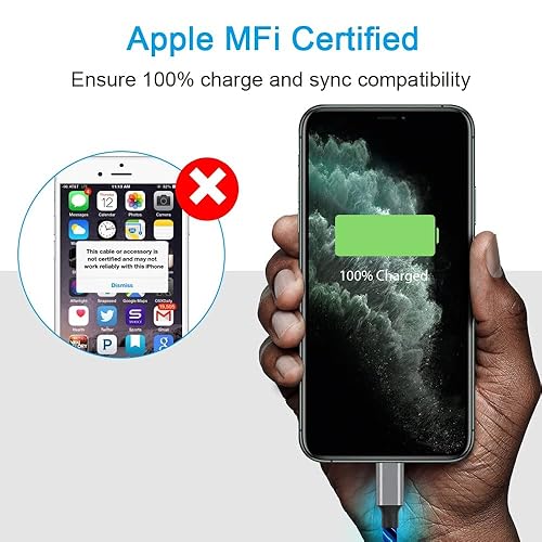 Miniatura 2 de Cable de carga con luz LED para iPhone, certificado MFi de Apple, cable de carga rápida USB A a Lightning compatible con iPhone 13 Pro Max 12 Mini