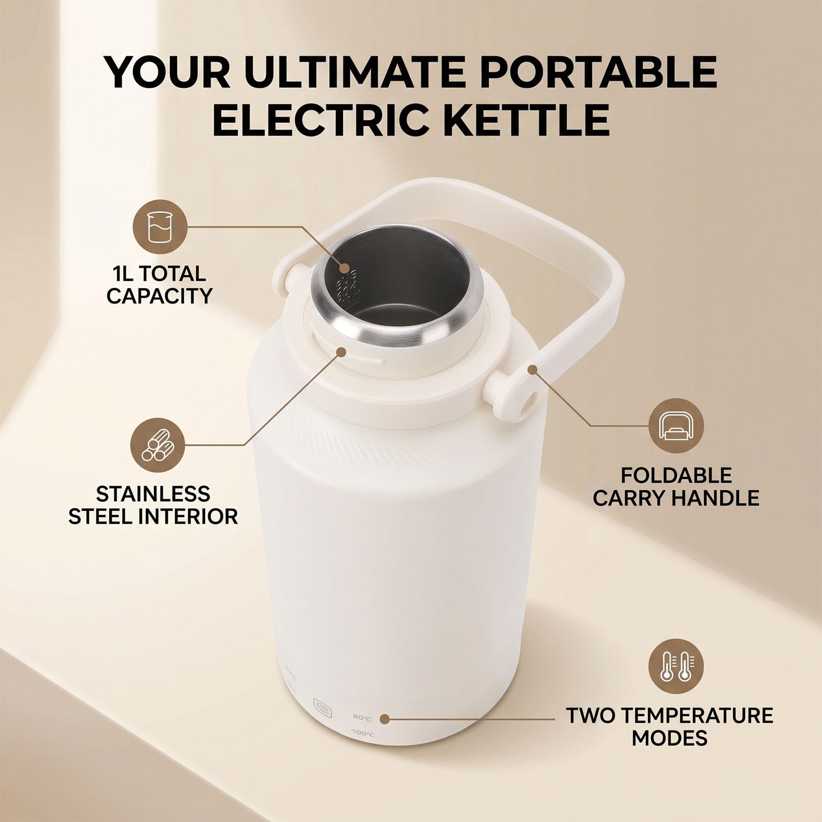 Naroote Bouilloire Voyage Chauffage Rapide Acier Inoxydable (Prise UE 220V)