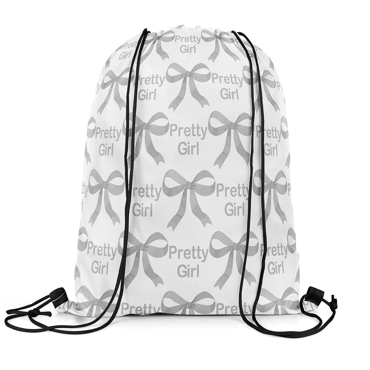 Loussiesd Cute Bowknot Drawstring Backpack 40cmx33cm Watercolor Bow Gym String Bag For Decor Grey Coquette Bows Drawstring Bags Bow Waterproof Cinch Bag Bedroom