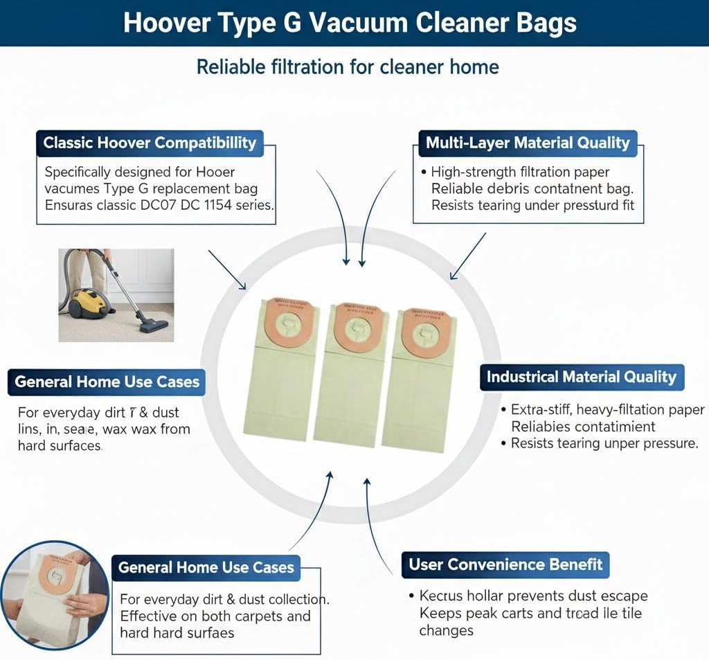 Replacement of Hoover Vacuum Cleaner Type G Bag (3 Bags) #4010008G image 2