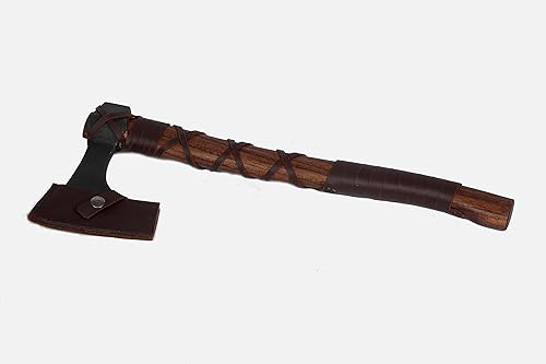 Miniatura 3 de Viking Traders Hacha medieval | Auténtica forjada a mano | Hacha de lanzamiento | Mango de madera de cuero sólido envuelto con cuerda de cuero |