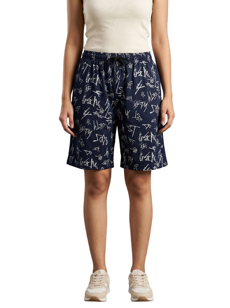 Women Black Printed Cotton Shorts | Elastic Waistband with Drawstring | Comfortable Casual & Loungewear Shorts-picture-54