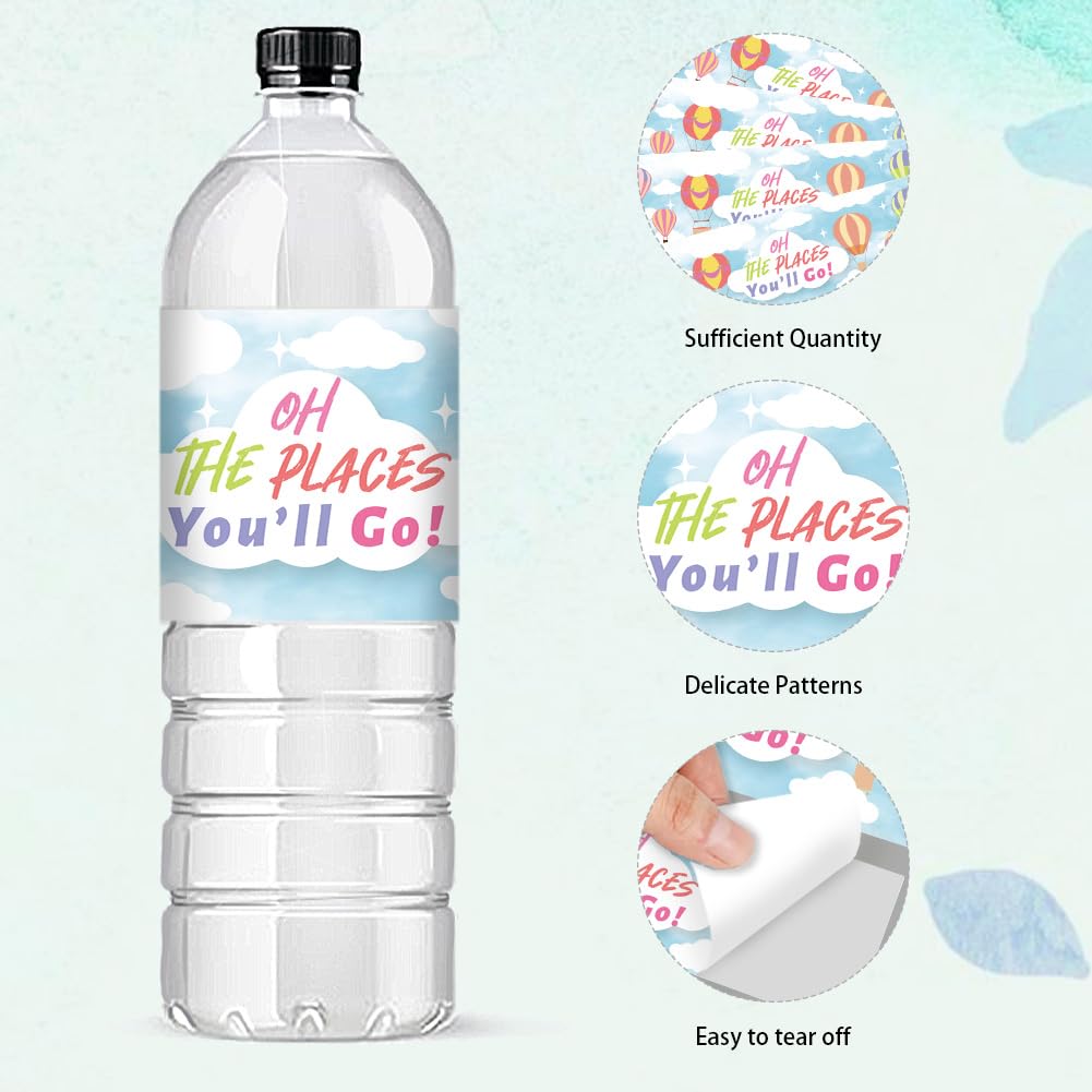 PH PandaHall 30 etiquetas impermeables para botellas de agua 21,6 x 6,4 cm "The Places You'll Go"
