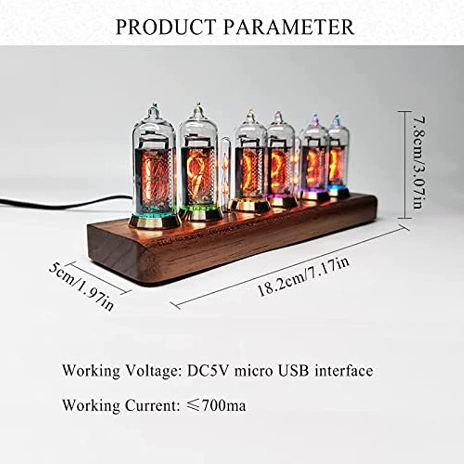 Zegar w stylu retro Nixie, zegar z lampką próżniową DIY ze sterowaniem aplikacją, 14 lamp cyfrowych, 10 poziomów jasności, prezent dla ukochanej osoby lub przyjaciela