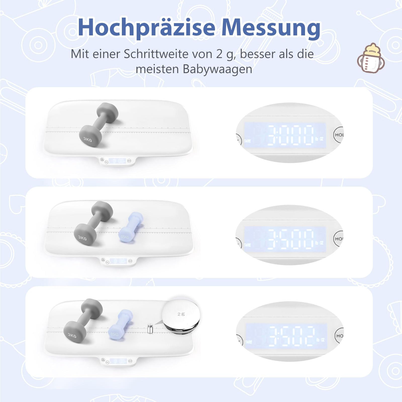 COSTWAY Cyfrowa Waga Dziecięca Wielofunkcyjna, Bluetooth, Udźwig do 30 kg, 4 Tryby Pomiaru, Skala Wysokości, Funkcja Tary i Trzymania
