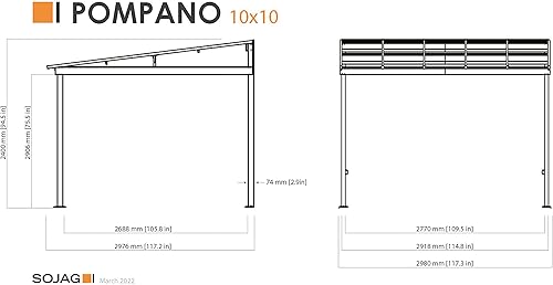 Miniatura 7 de Sojag Pompano - Cenador de pared de 10 pies x 10 pies