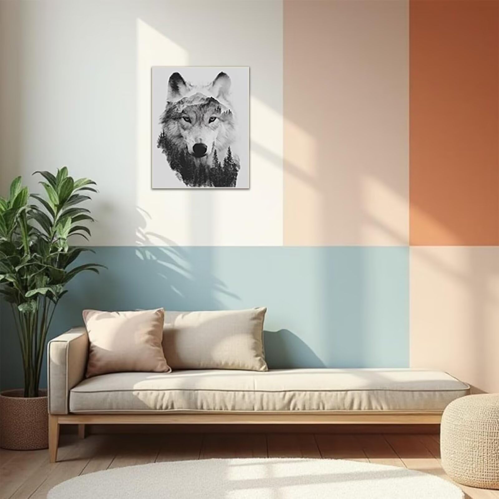 Wolf malowanie według liczb dla dorosłych, malowanie według numerów zestawy drzew, zestaw DIY malowanie według numerów z pędzlami i farbą akrylową, kreatywne hobby dla dorosłych, wystrój domu, prezent