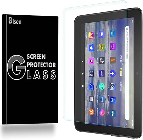 BISEN Fit for Tienda Fire 7 12th Gen 2022 Fire 7 Kids 12th Gen 2022 Screen Protector Tempered Glass Anti-Scratch Shatterproof Anti-Shock