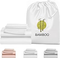 Vista 9 de MURT Juego de sábanas tamaño Queen, 100% viscosa de bambú, 400 hilos, refrescantes y suaves como la seda, certificado Oeko-TEX, bolsillo profundo