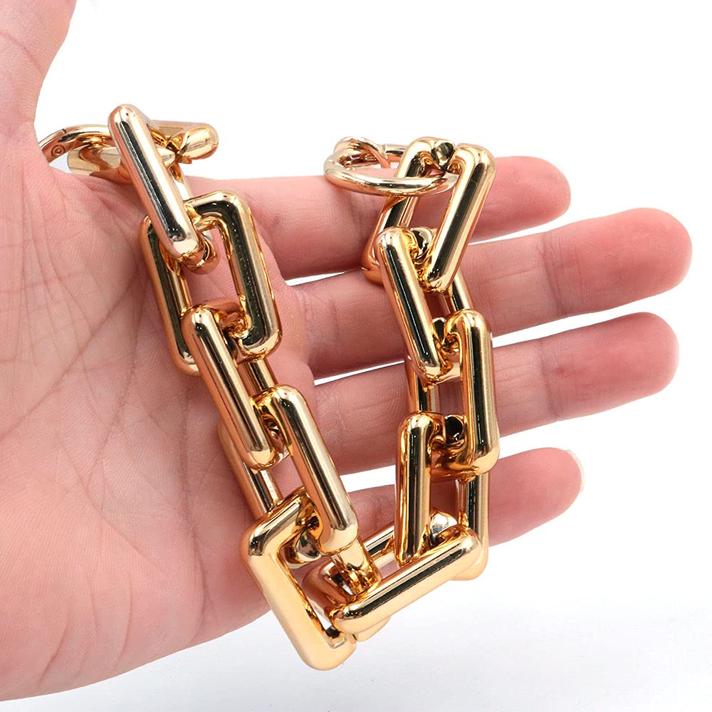 ANCLLO 2 Pcs Resin Acrylic Bag Handle Chain 30cm Long Purse Strap Replacement for DIY Handbags, Crossbody Bags, Shoulder Bags, Purse Making Accessories (Gold)