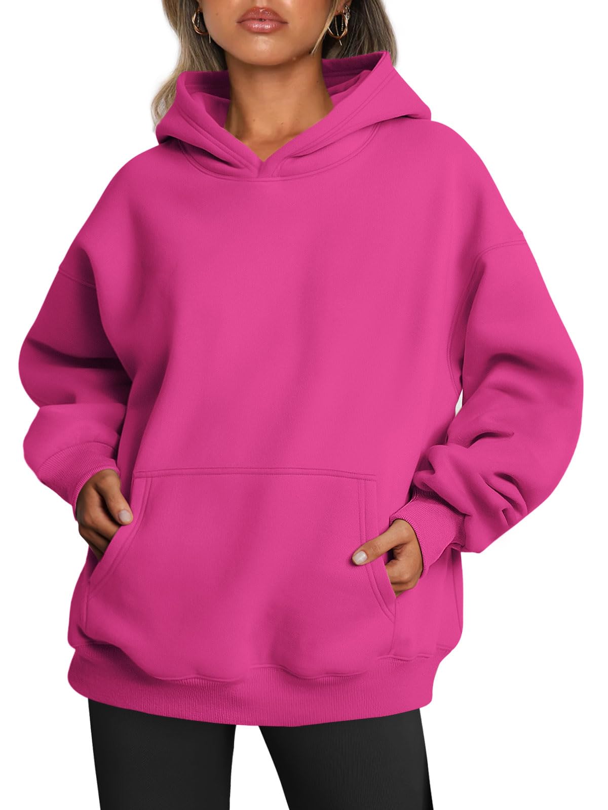 Trendy Queen Womens Oversized Hoodies Fleece Sweatshirts Fall Fashion Pullover Sweaters Winter Clothes: Hot Pink Large