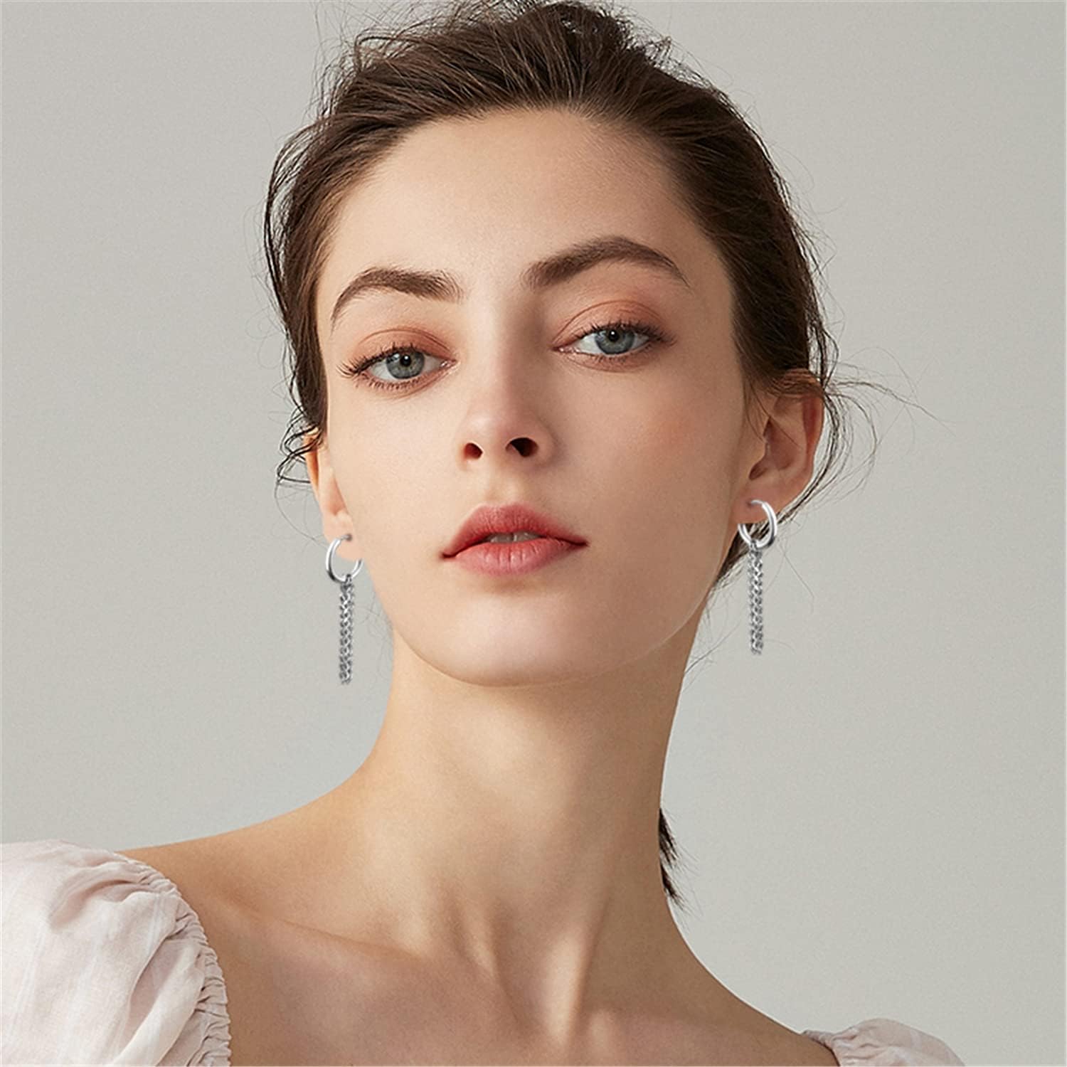 Unique Punk Black Long Double Chain Tassel Stainless Steel Huggie Hinged Hoop Dangle Drop Earrings for Men Women Personalist - Image 6