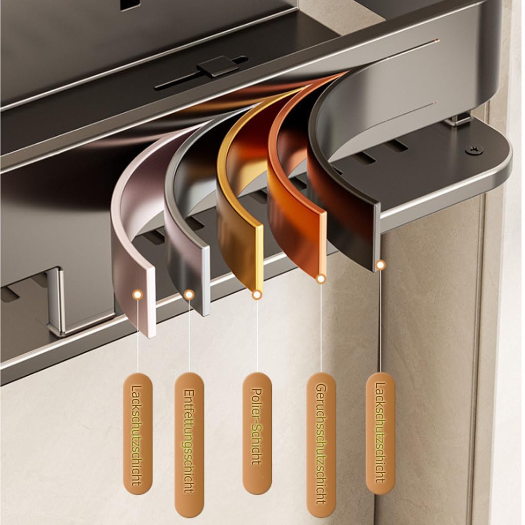 Mensola da Doccia Senza Fori con Ventosa, scaffale da Bagno con Fondo di Scarico, portasciugamani in Metallo, organizzatore da Bagno per lavabo, Doccia e Cucina,C,50cm