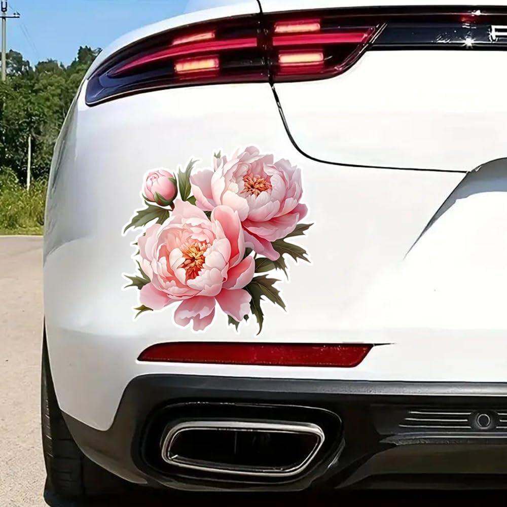 2pcs 5.12''x5.12'', Peony Flower Self-Adhesive Vinyl Decal, Used for Car Windows, Bumper, Laptops, Windows, Glass, Walls, Waterproof Exterior Car Accessories, Home Life Decoration Decal #2BZ229 - Image 8