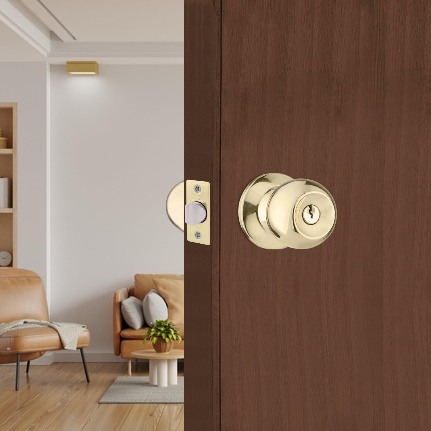 Godrej Cylindrical Lock | with 3 Keys | Classic Range |for Bedroom Doors, Internal Wooden Door | 6cm (60mm) Backset | Suitable for Left/Right Handed & Inside/Outside Opening |Brass Finish