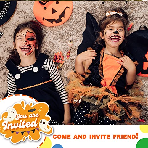 Deluxe Halloween Or Costume Party Invitations, 25 Shape Fill-In Cards With Envelopes, Pumpkin, Ghost, Monster, Cute Trick Or Treat, Box Or Treat For Kids Birthday Or Adult Party - 4"X6" (Jrm365) #TOP5