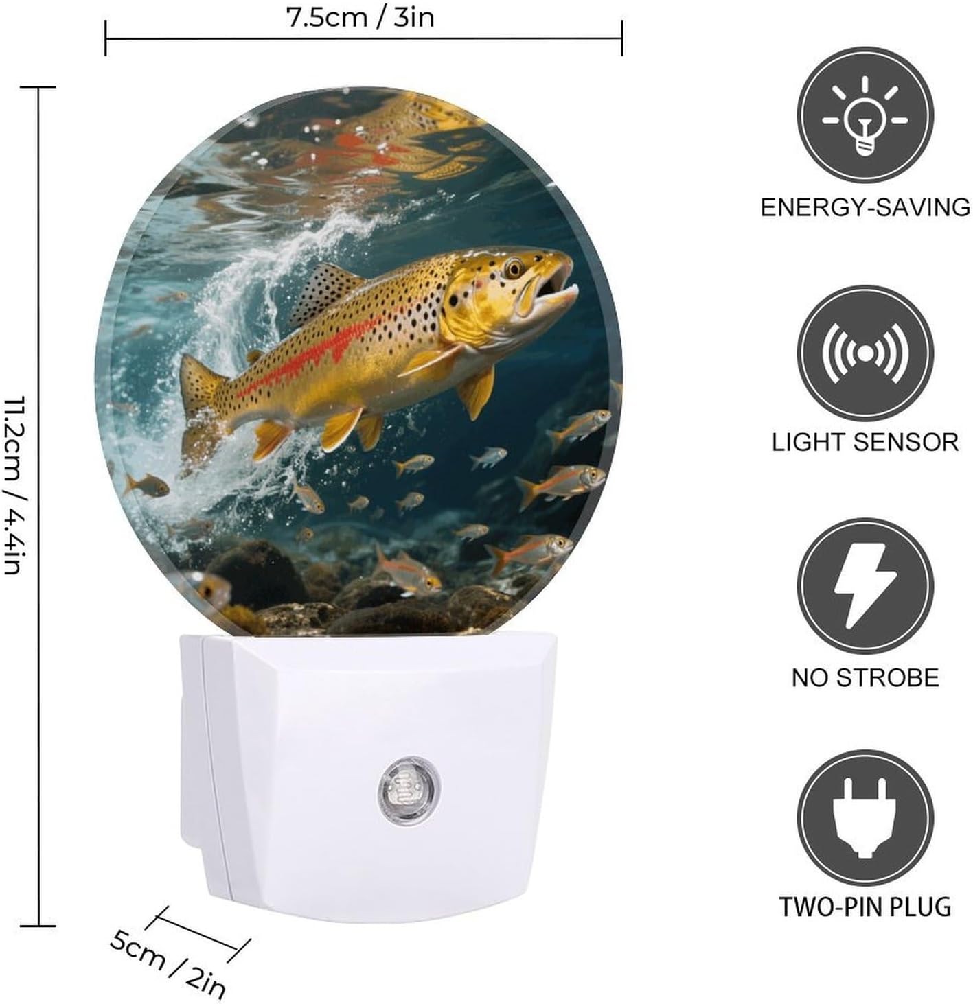 Trout in The Water Plug-in LED Nightlight Wall Night Light image 2